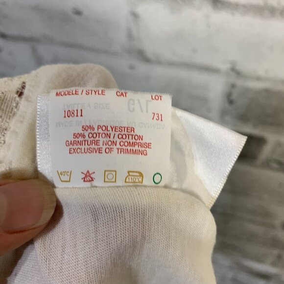 Vintage 90s Y2K Ivory Cotton Sheer Lace Square Neck Crop Tank Top Camisole - Picture 8 of 10